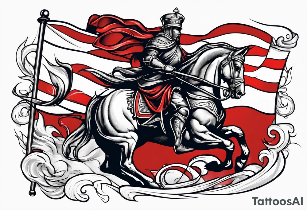 flag of saint george in wind crusade tattoo idea