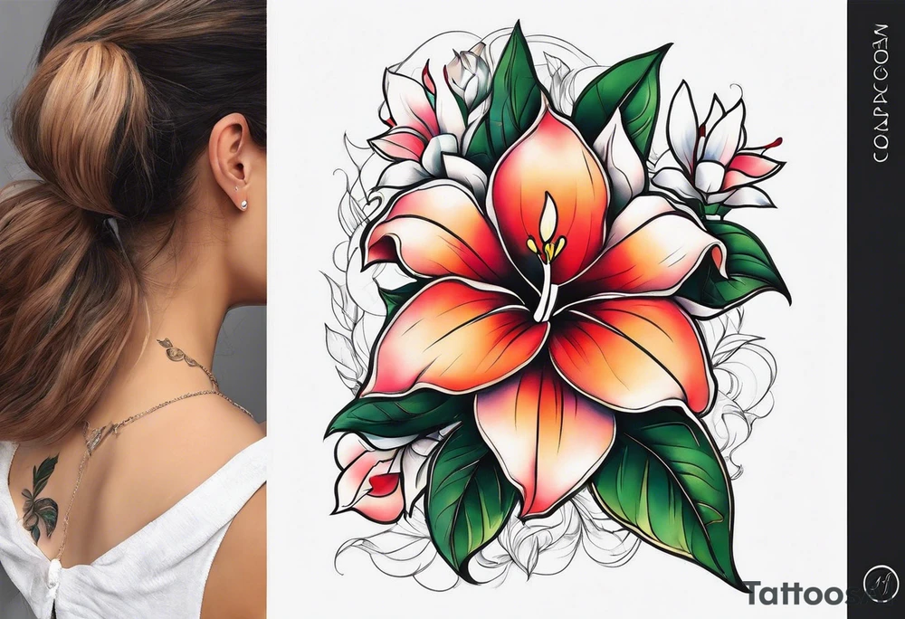 Mandevilla flowers tattoo idea