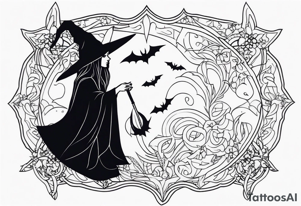 witch Halloween tattoo idea
