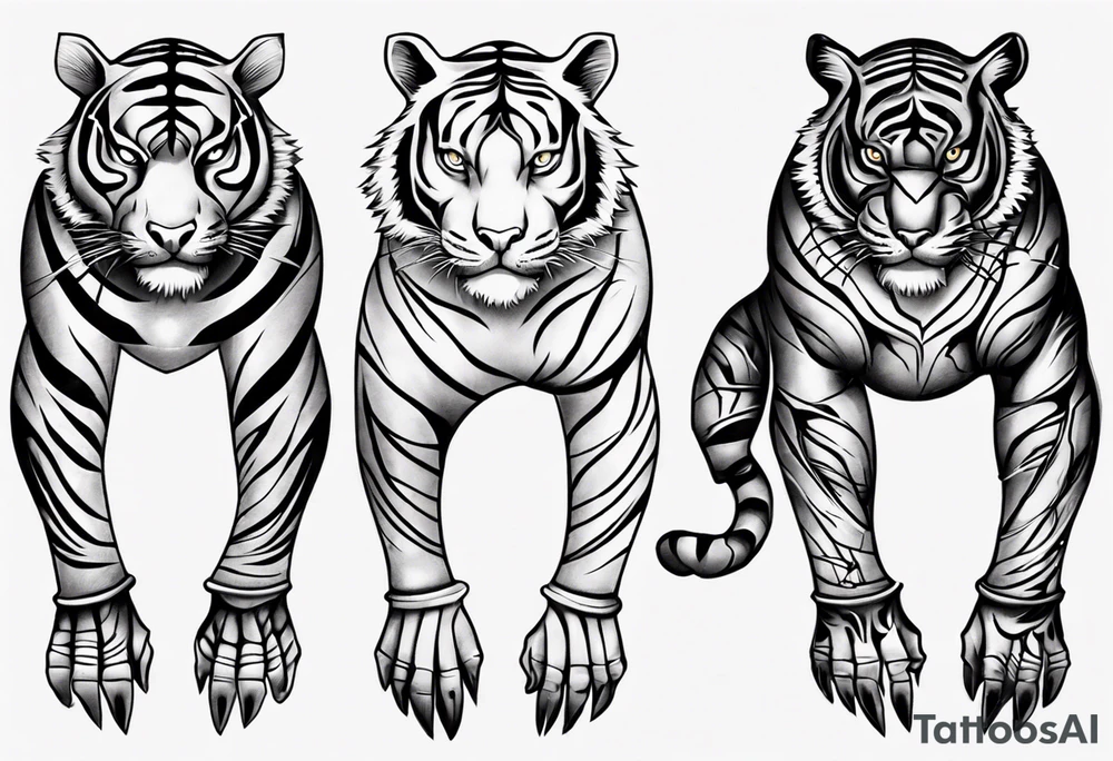 Electricity Tiger forearm  sleeve tattoo idea