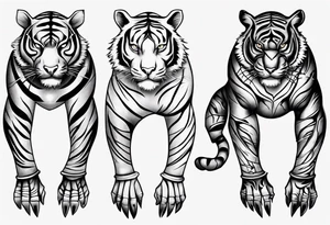Electricity Tiger forearm  sleeve tattoo idea