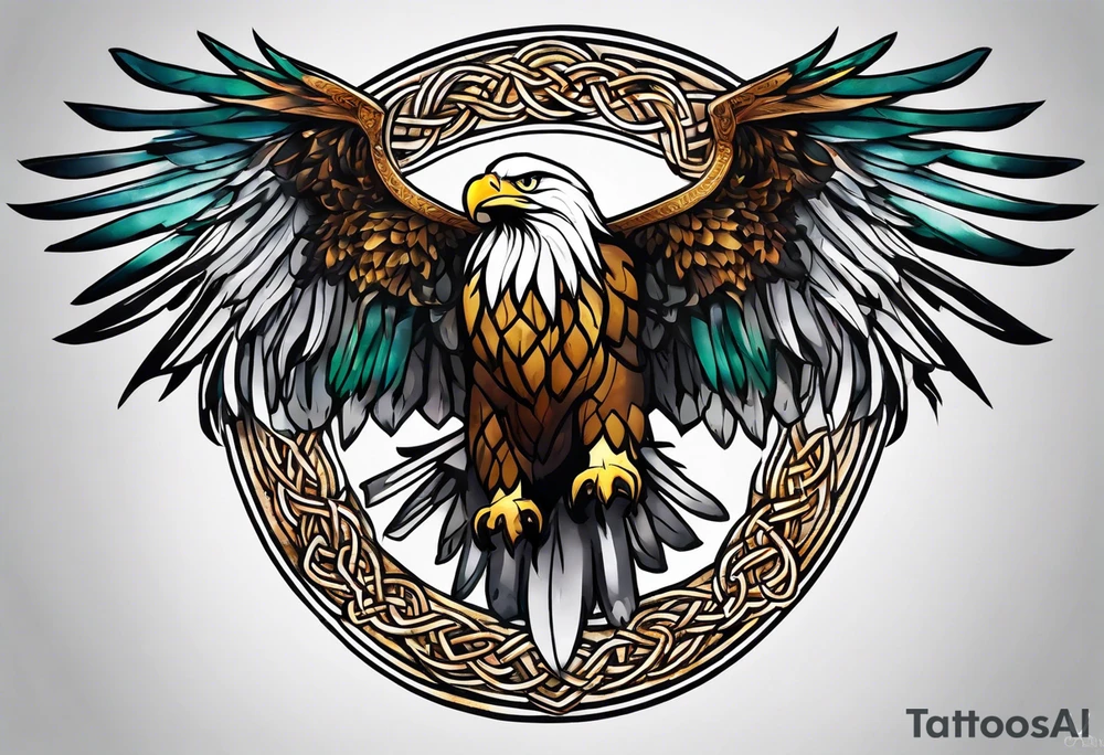Celtic Eagle with wings spread tattoo idea