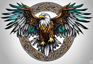 Celtic Eagle with wings spread tattoo idea