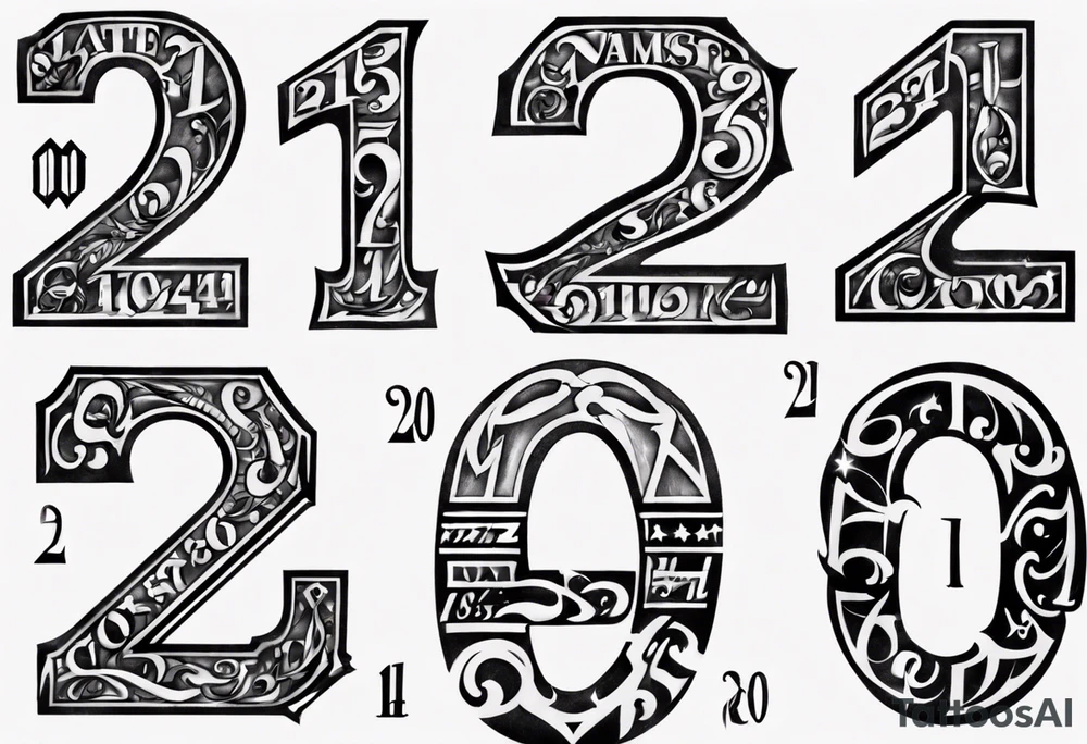 Mix the numbers 20 and 21 romar letter tattoo idea
