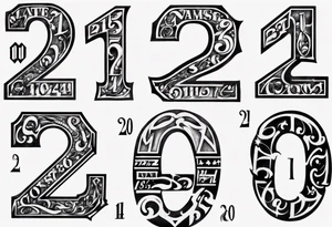 Mix the numbers 20 and 21 romar letter tattoo idea
