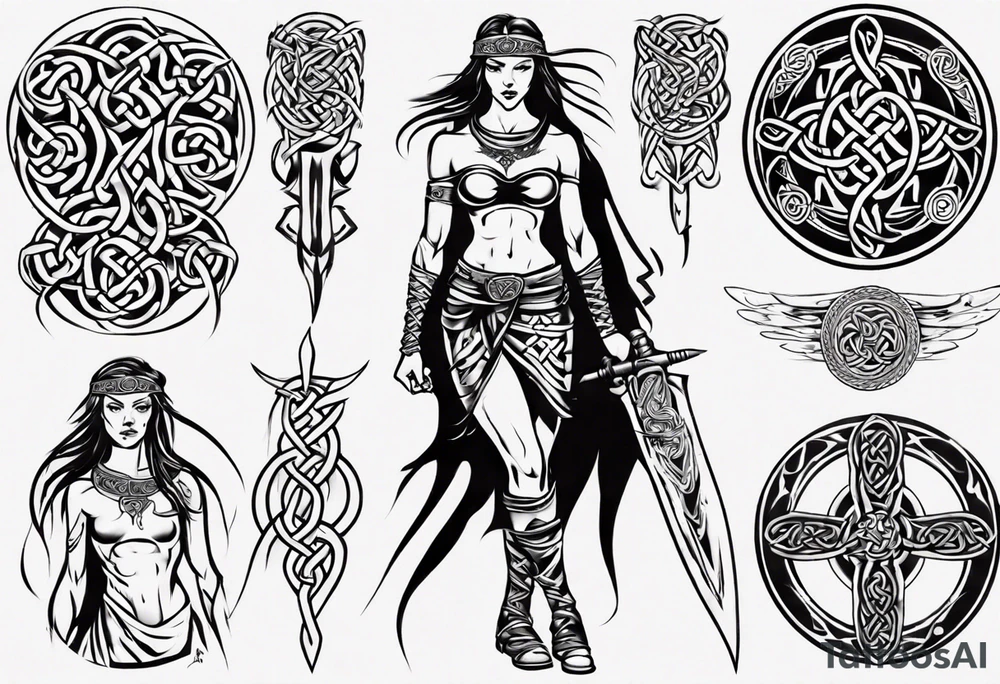Celtic style female warrior tattoo idea