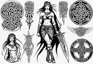 Celtic style female warrior tattoo idea