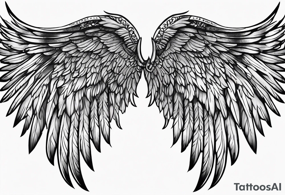 angel wings with names tattoo idea