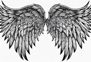 angel wings with names tattoo idea