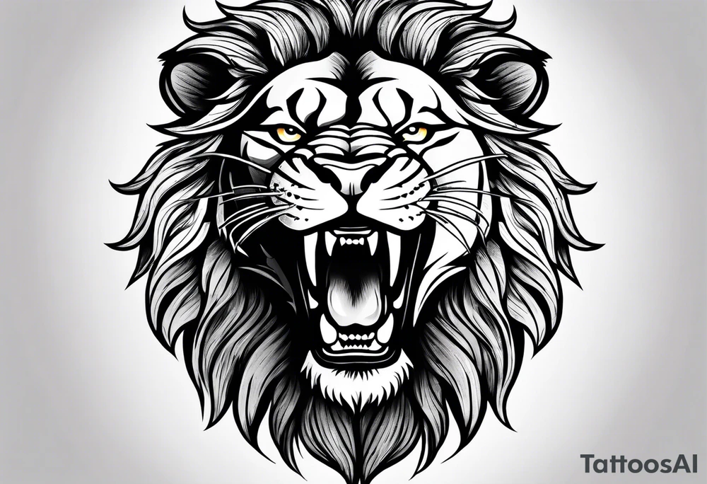 Lion roaring with beautiful teeth showing tattoo idea