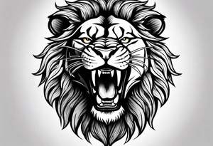 Lion roaring with beautiful teeth showing tattoo idea