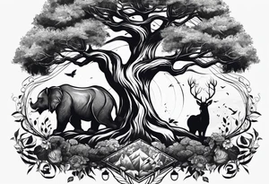 animals in trees tattoo idea