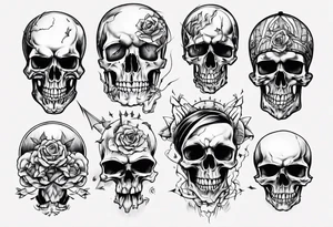 Barbd wired and skulls tattoo idea