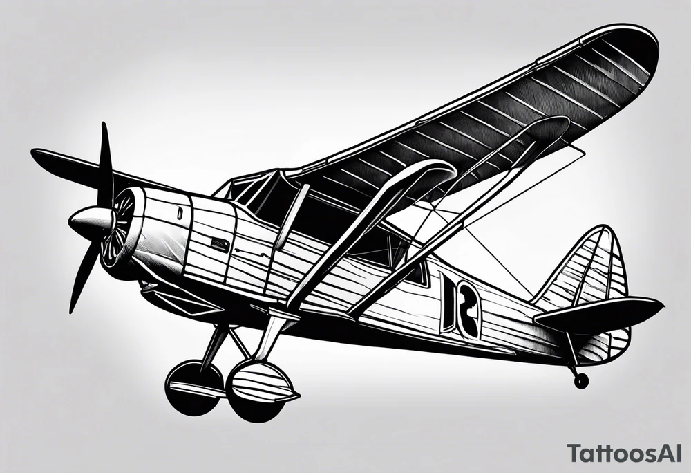 sketch of adventure plane in perspective from the bottom tattoo idea