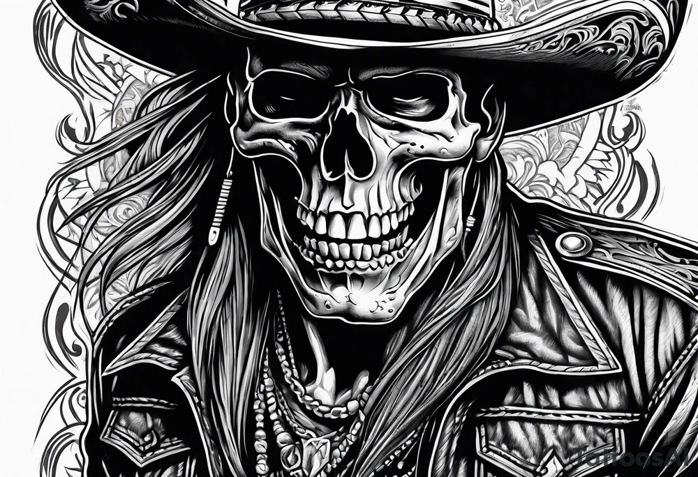 Screaming cowboy skull tattoo idea