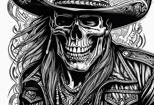 Screaming cowboy skull tattoo idea