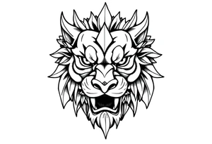 Lion dragon face tattoo idea