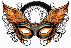 Angel masquerade mask black and orange tattoo idea