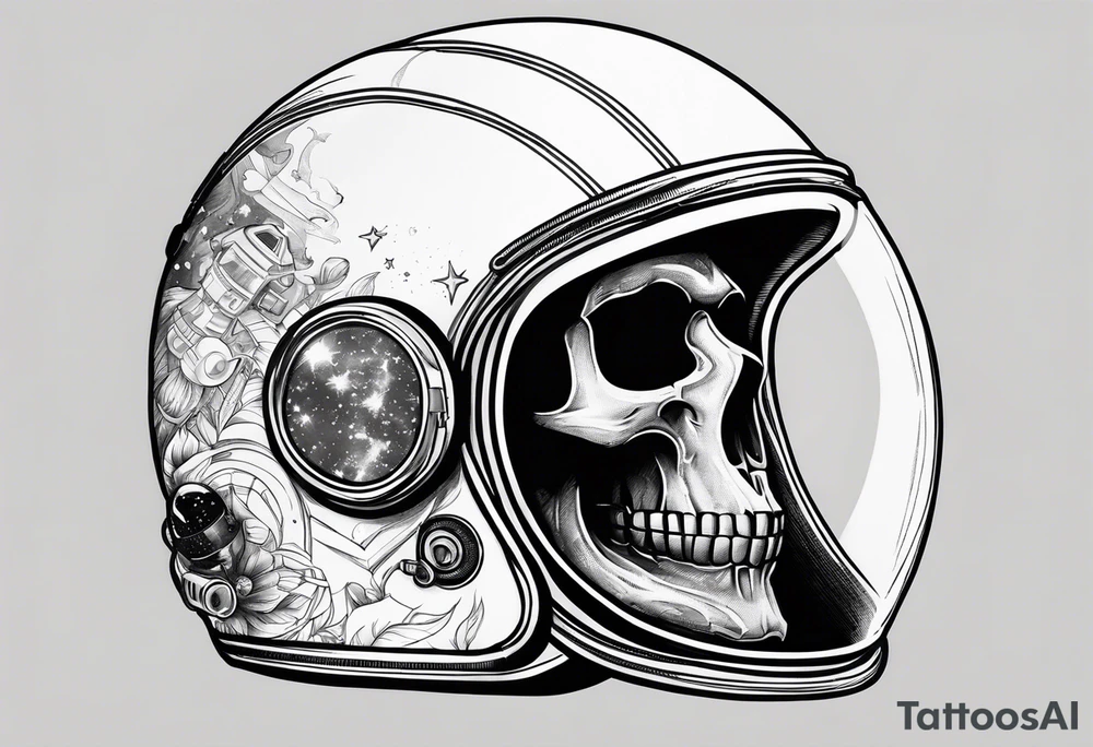 Skull under astronaut helmet tattoo idea
