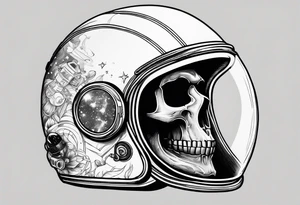 Skull under astronaut helmet tattoo idea