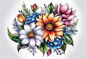 Mix of flowers tattoo idea
