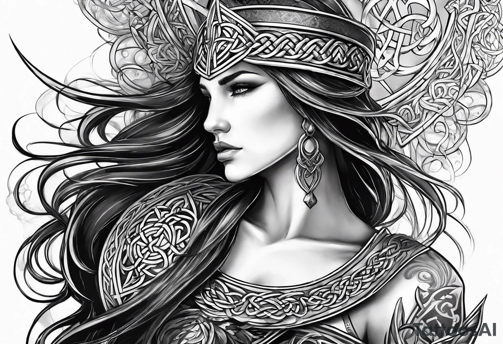 Celtic warrior side profile tattoo idea