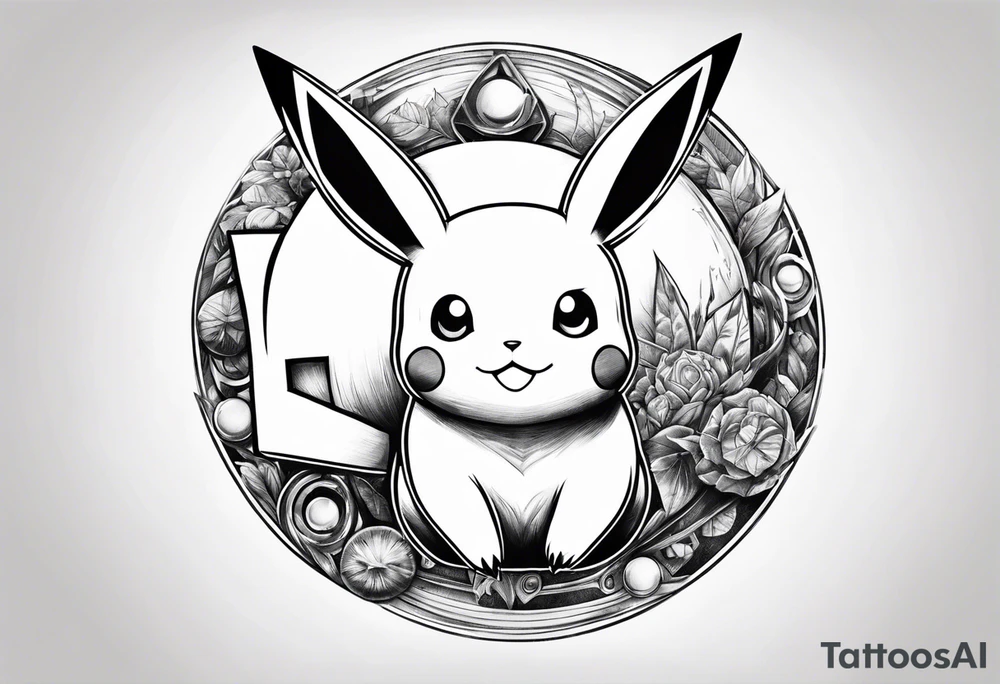 Pikachu inside a pokeball tattoo idea
