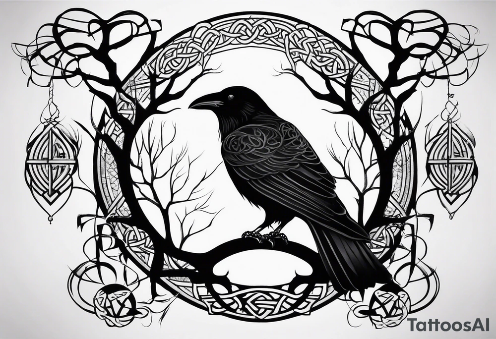 world tree with a raven and knotwork sleeve tattoo tattoo idea world tree with a raven and knotwork sleeve tattoo tattoo idea