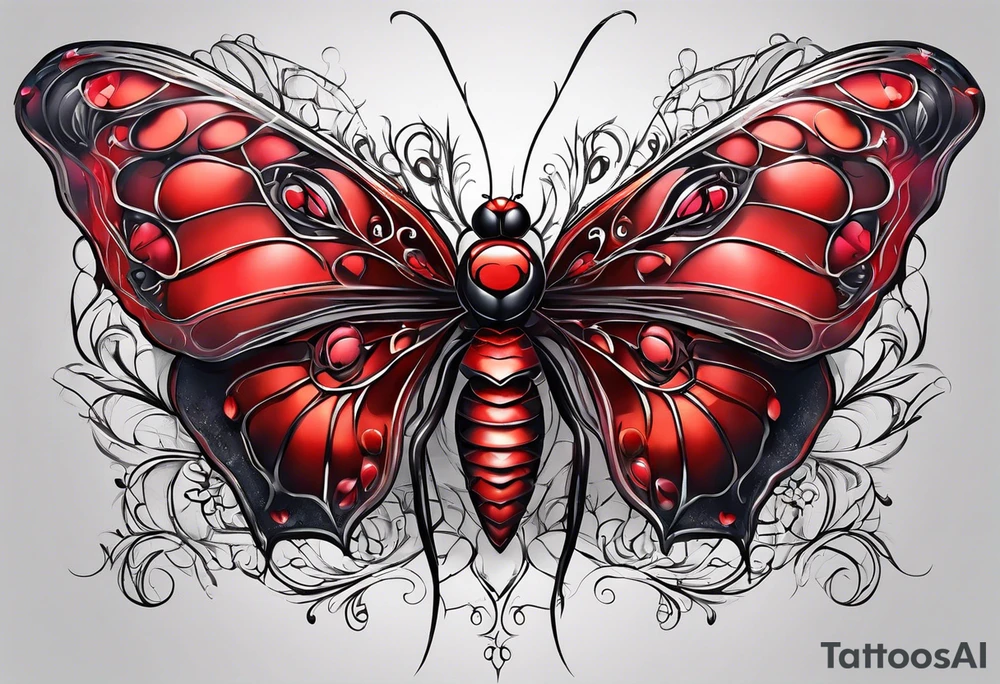red butterfly spider dreamy tattoo idea