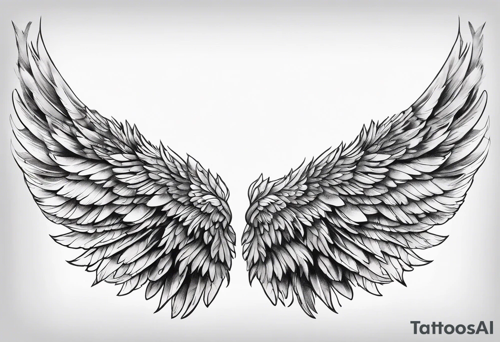 Detailed feathered angel wings tattoo idea