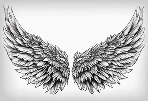 Detailed feathered angel wings tattoo idea