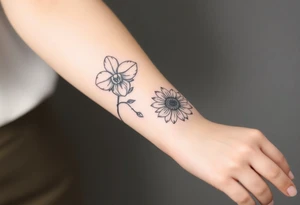 Orchid and sunflower tattoo idea