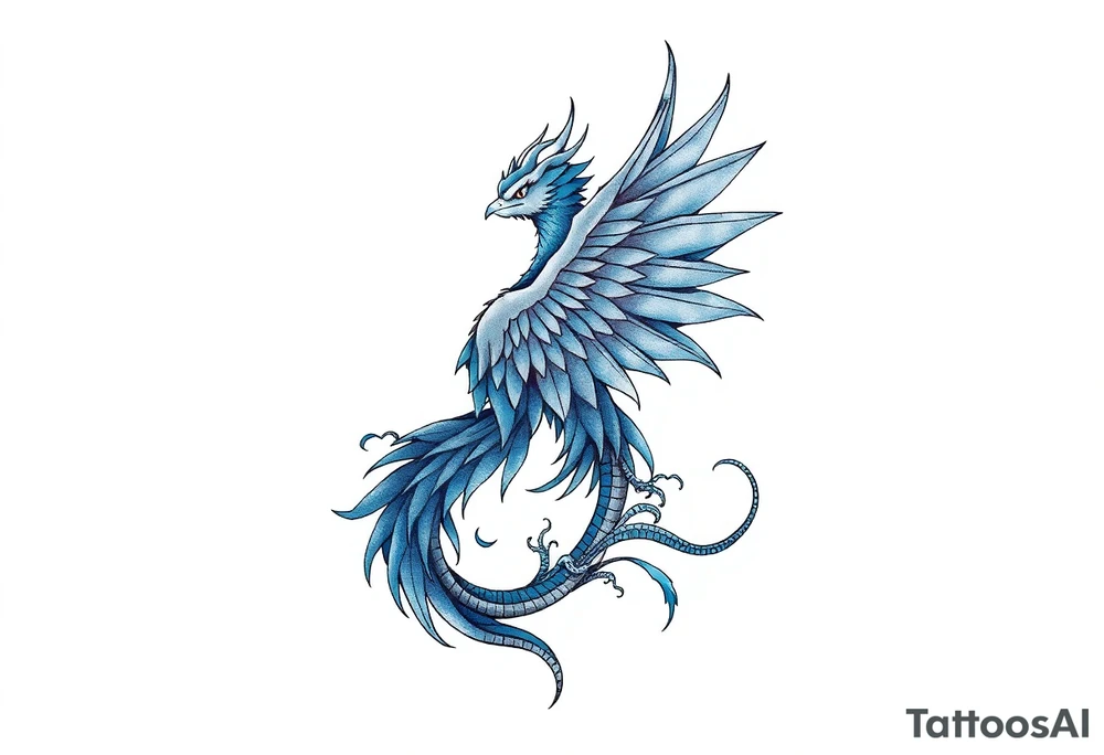 Blue Phoenix and dragon tattoo idea