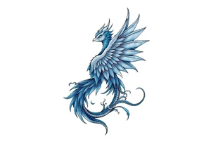 Blue Phoenix and dragon tattoo idea