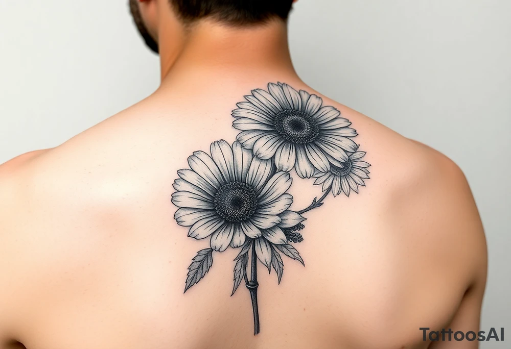 Poppy, chrysanthemum and daisy shoulder tatoo tattoo idea