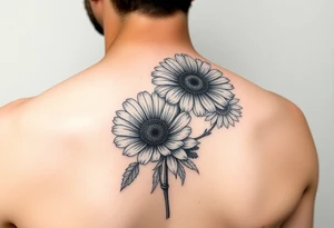 Poppy, chrysanthemum and daisy shoulder tatoo tattoo idea