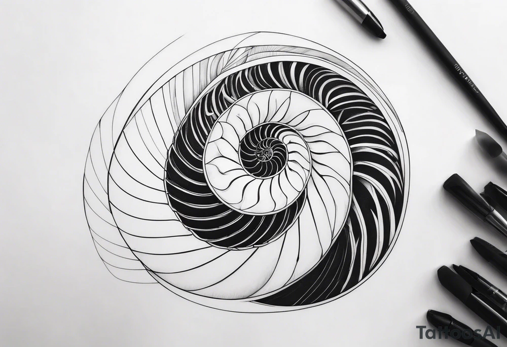 geometric golden ratio nautilus tattoo simple tattoo idea