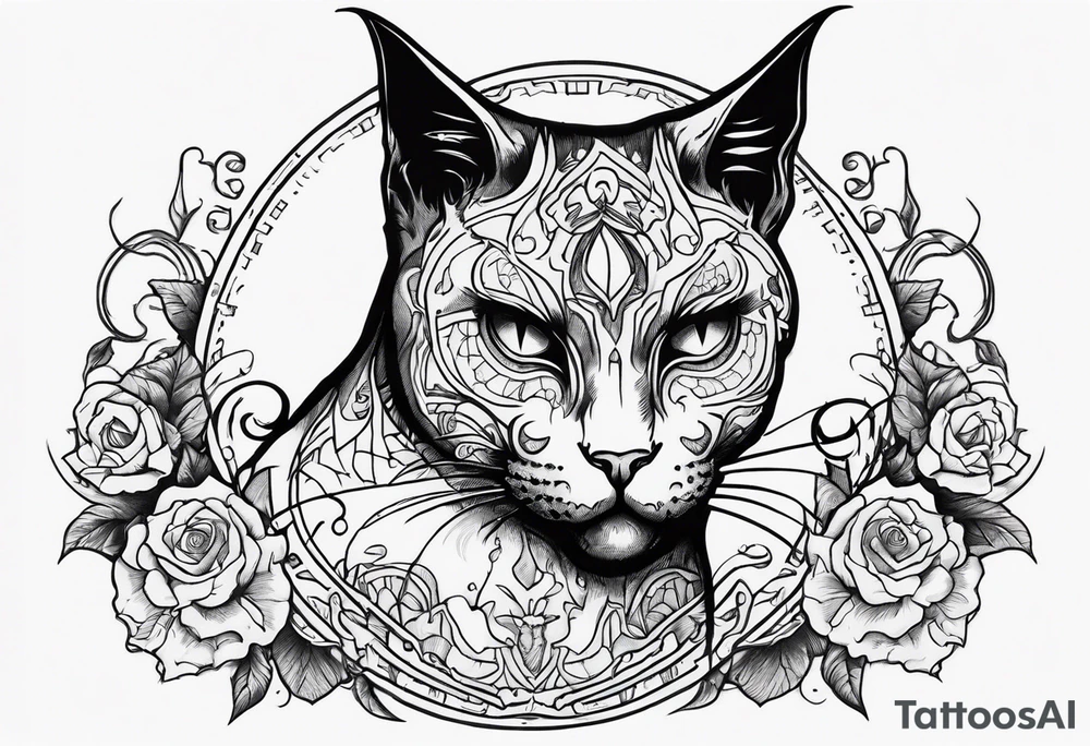 Um gato zombie demonio tattoo idea