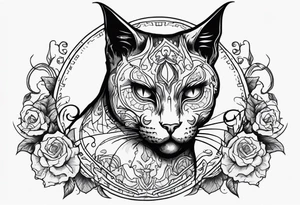 Um gato zombie demonio tattoo idea