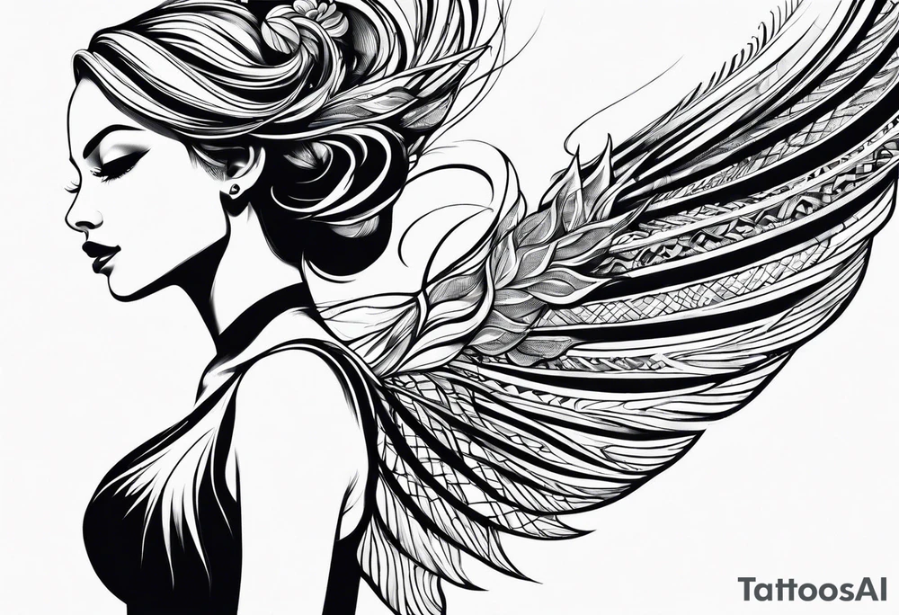 Christian woman side view tattoo idea