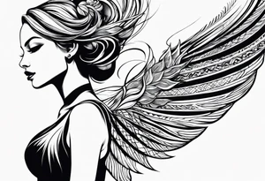 Christian woman side view tattoo idea