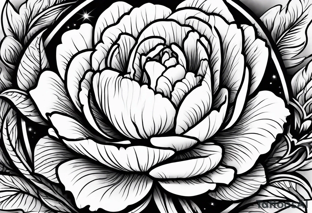 Peonies mystic eye symbol tattoo idea