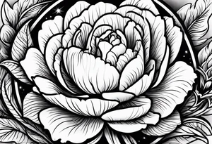 Peonies mystic eye symbol tattoo idea