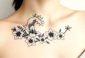 Waves, summer, flowers tattoo idea