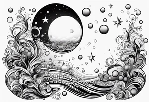 Draw me some magical really simple underwater bubbles and simple stars tattoo idea
