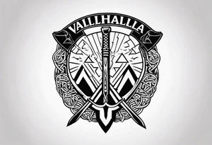 Valhalla shield sword valknut axe tattoo idea