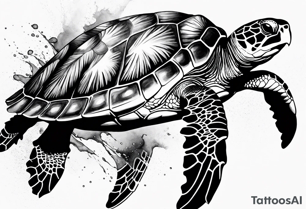 Feminine sea turtle tattoo idea