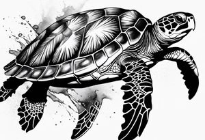 Feminine sea turtle tattoo idea