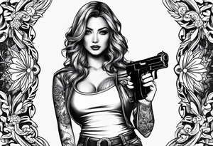 woman with a gun tattoo idea