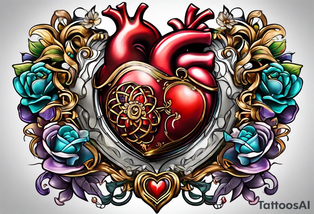 Heart and brain in a weight balance tattoo idea